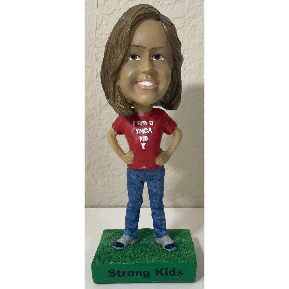 Vintage I Am A YMCA Girl Resin Bobblehead Strong Kids Green Red Blue Collectible